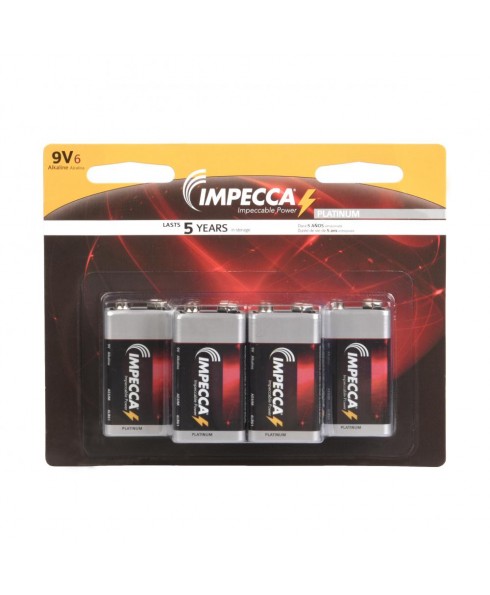 IMPECCA Alkaline 9-Volt 6LR61 Platinum Batteries 6-Pack