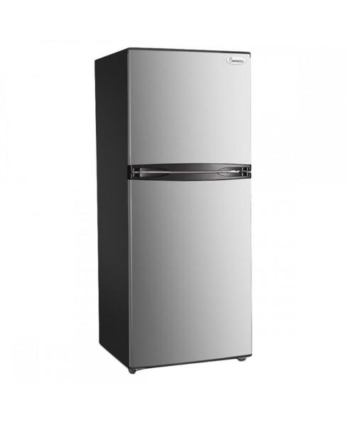 IMPECCA 10.1 Cu. Ft. 24-inch Apartment Refrigerator with Top Mount Freezer, Stainless Look / Black