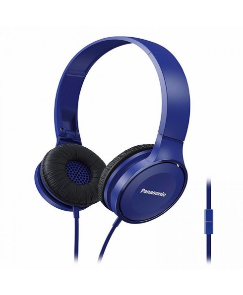 Panasonic Lightweight On-Ear Headphones with Microphone and Controller (Blue)