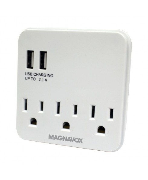 Magnavox Desktop Dual USB ports + 3 Wall Outlets