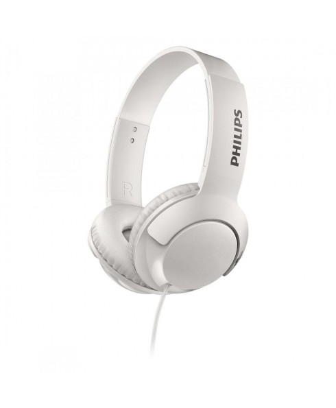 Philips BASS+ On Ear Flat Folding Headphones - White