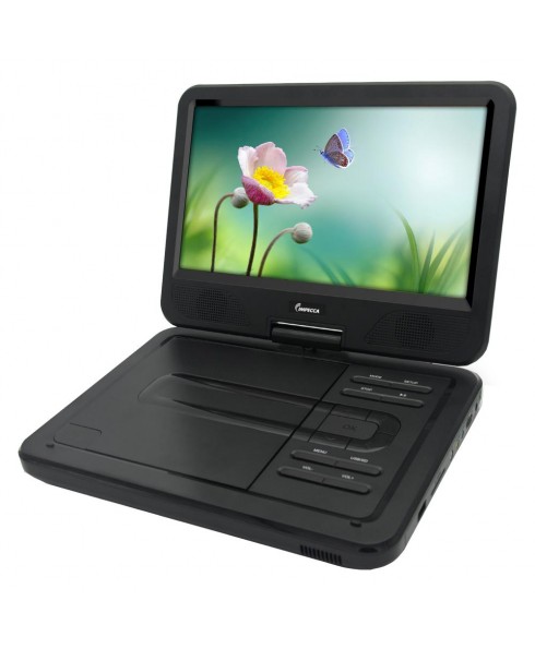 IMPECCA DVP-1017 10.1in 270° Swivel Screen Portable DVD Player, Black