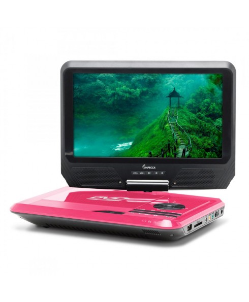 IMPECCA DVP-917 9in 270° Swivel Screen Portable DVD Player, Pink