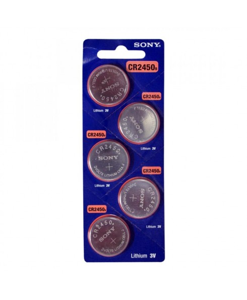 Sony CR2450 3V Lithium Coin Cell Battery, Sold in pack of 5