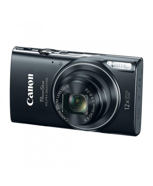 Canon PowerShot ELPH 360 HS 20.2 Megapixel Digital Camera, 12x Optical Zoom, Wi-Fi, NFC, 1080p Full HD Video, 3.0-inch LCD - Black