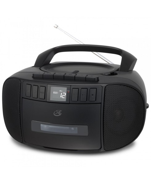 GPX BCA209B CD, Cassette, AM/FM Radio Boombox with Aux-in