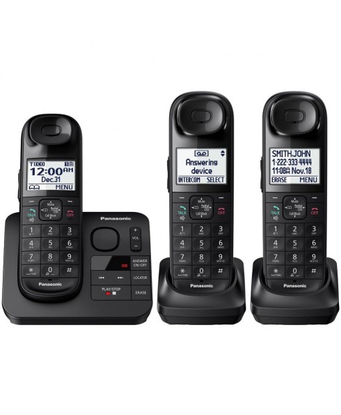 Panasonic KX-TGL433B 3-Handset Expandable Cordless Phone with Comfort Shoulder Grip and Answering Machine