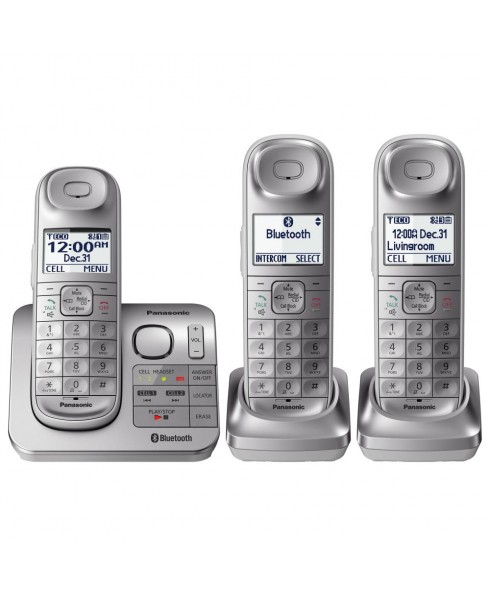 Panasonic 3-Handset Link2Cell Bluetooth DECT6.0 Cordless Phone with Talking Caller ID and Answering Machine