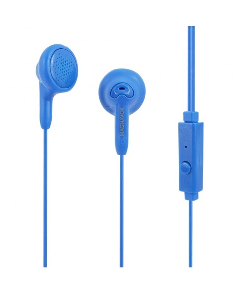 Magnavox MHP4820m Snug Fit+ Stereo Earphones with In-line Mic - Blue