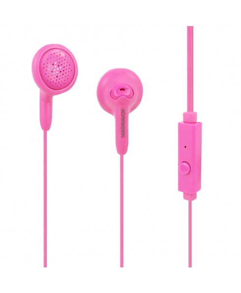 Magnavox MHP4820m Snug Fit+ Stereo Earphones with In-line Mic - Pink