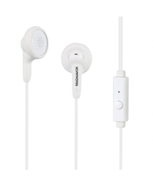 Magnavox MHP4820m Snug Fit+ Stereo Earphones with In-line Mic - White