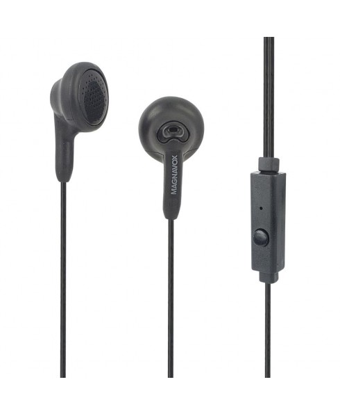 Magnavox MHP4820m Snug Fit+ Stereo Earphones with In-line Mic - Black