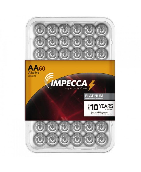 IMPECCA Alkaline AA LR03 Platinum Batteries 60-Pack