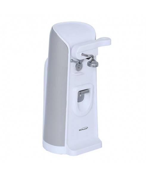 Brentwood J-30W Tall Electric Can Opener with Knife Sharpener & Bottle Opener, White