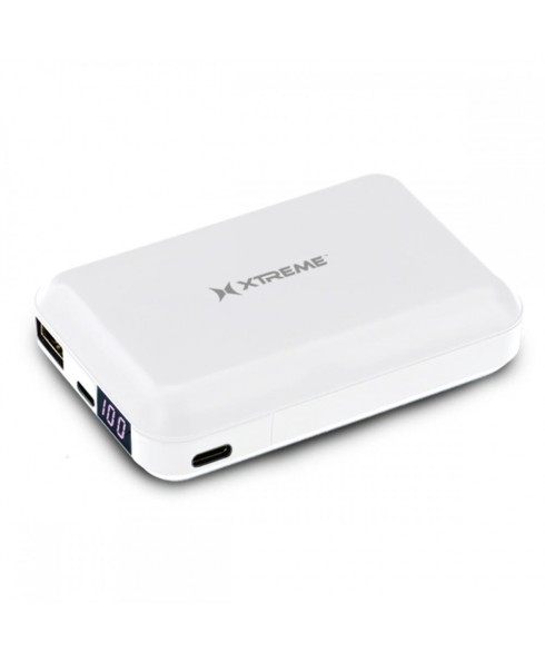 Xtreme 10,000mAh Power Bank with Digital LED Display - White