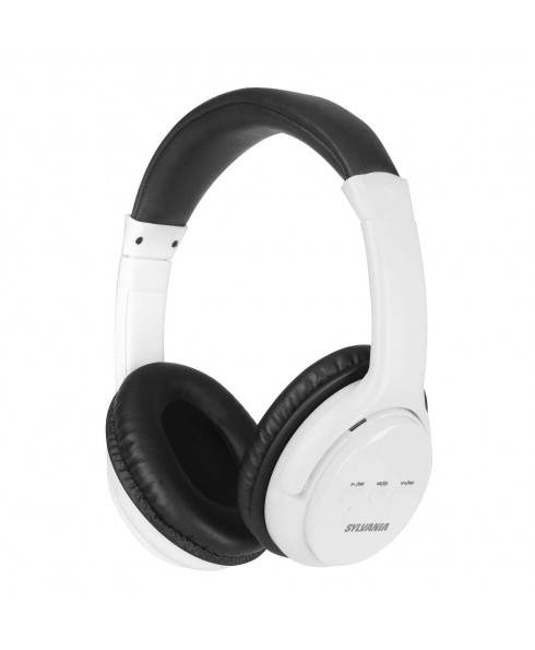 Sylvania SBT225 Over-the Head Bluetooth Headphones, White