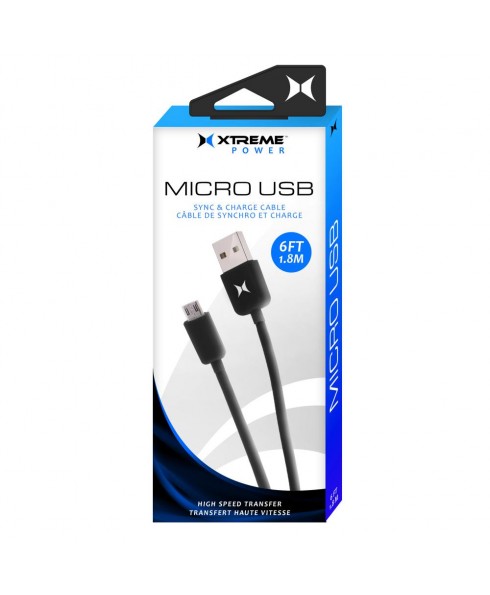 Xtreme 6Ft Micro USB Sync and Charge Cable (Black)