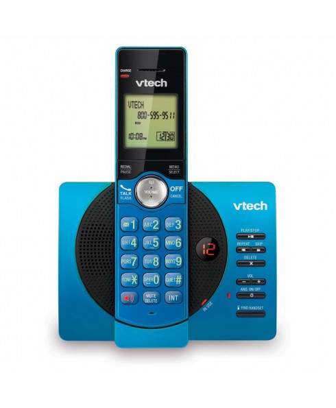 Vtech CS6929 DECT6.0 Cordless Answering System with Caller ID/Call Waiting, Blue/Black