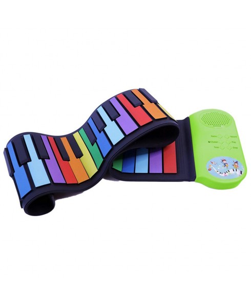 Riptunes ERK-4902 Roll It Up Musical Keyboard with 49 Colorful Keys, Green