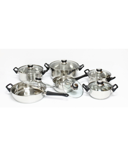 Gourmet Chef ATHSCSS003 12 Pcs "Black Star"  Stainless Steel Cookware Set