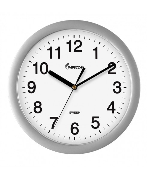 IMPECCA 10" Wall Clock, Silent Metallic Silver