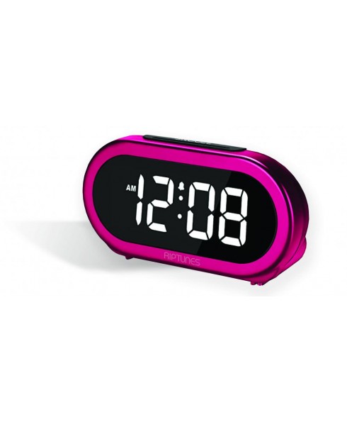 Riptunes 1.4-Inch Digital Alarm Clock w/ 5 Alarm Sounds - Pink