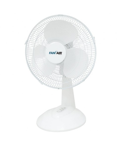 FanFair 12-inch Desk Fan w/ Oscillation, WHITE