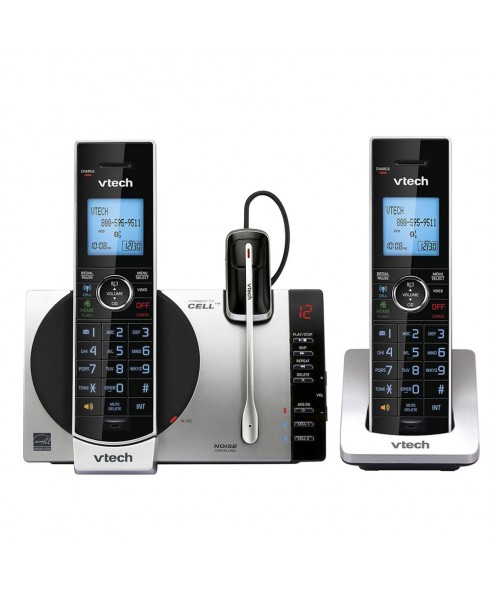 Vtech DECT 6.0 Expandable Cordless Phone System with Digital Answering System - Black&Silver