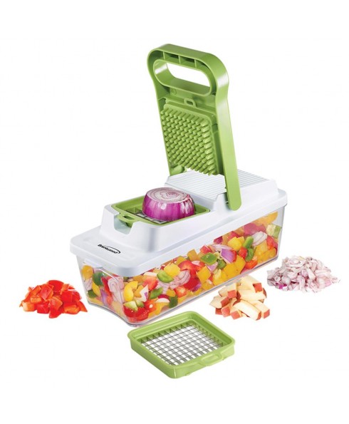 Brentwood Food Chopper and Vegetable Dicer with 6.75 Cup Storage Container and Stainless Steel Blades - Green