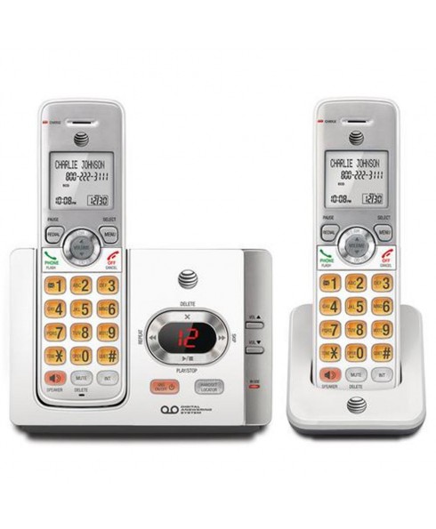 AT&T Expandable Cordless Phone with Answering System, Caller ID, Silver/Black with 2 Handsets