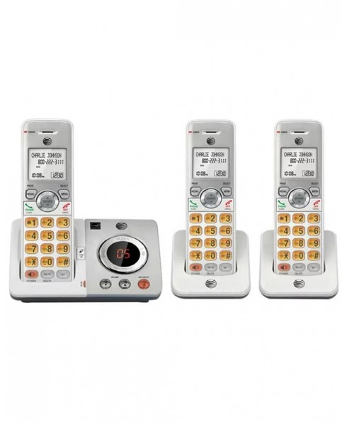 AT&T Cordless phone + 2 additional handsets, answering system with caller ID/call waiting - DECT 6.0 - silver/black