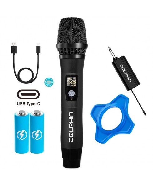 Dolphin Audio Dolphin UHF Rechargeable Wireless Microphone with 50 Channels, Anti-Interference Technology (MCX11) - Black