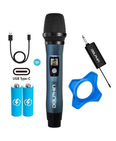 Dolphin Audio Dolphin UHF Rechargeable Wireless Microphone with 50 Channels, Anti-Interference Technology (MCX11) - Blue