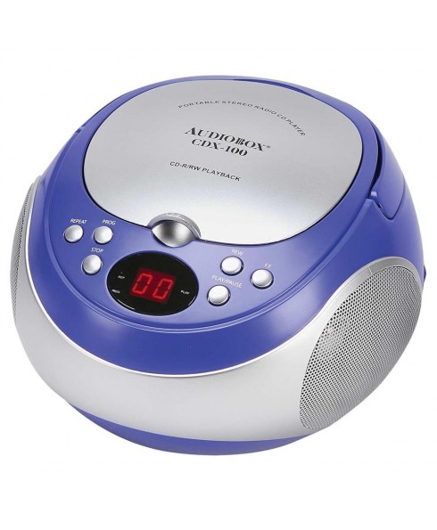Audiobox Audiobox Portable CD Player: AM/FM Stereo Radio, Text Display, Programmable Memory, and Dual Power Options (CDX-100) - Blue