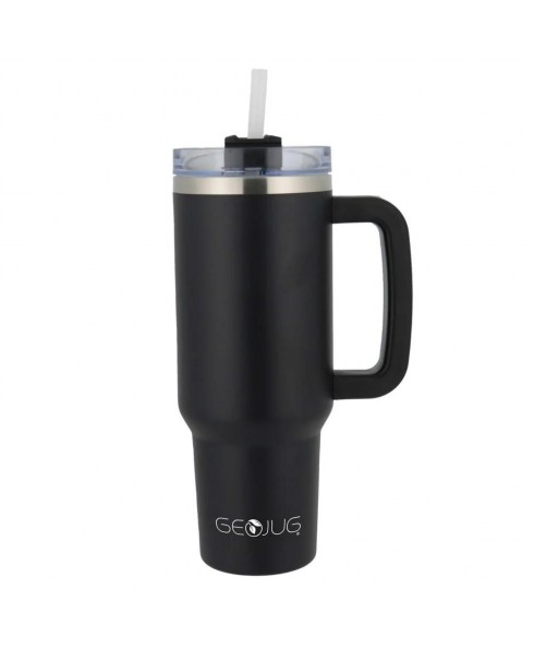 Brentwood Brentwood Geojug 40oz Insulated Stainless Steel Tumbler Cup With Handle, Lid, and Straw (CMB-1200BK) - Black