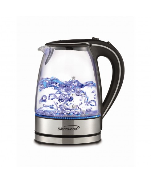 BRENTWOOD 1.7L TEMPERED GLASS KETTLE BLK