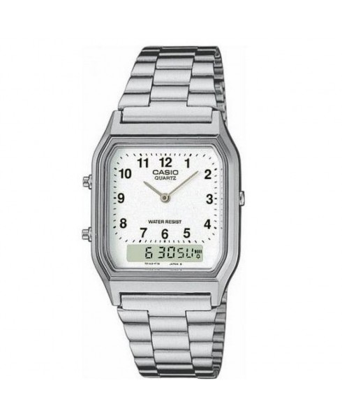 AQ230A-7B Men's Dual Time Stainless Steel Water Resistant Dress Watch