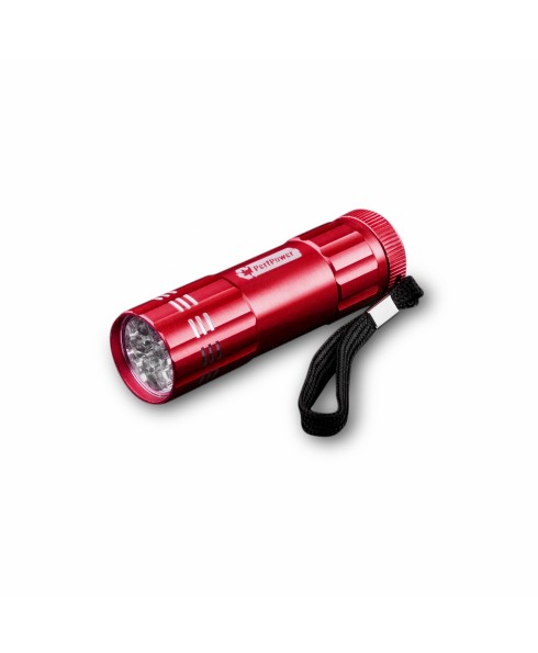 GO GREEN 9 LED FLASHLIGHT RED CLAM SHELL