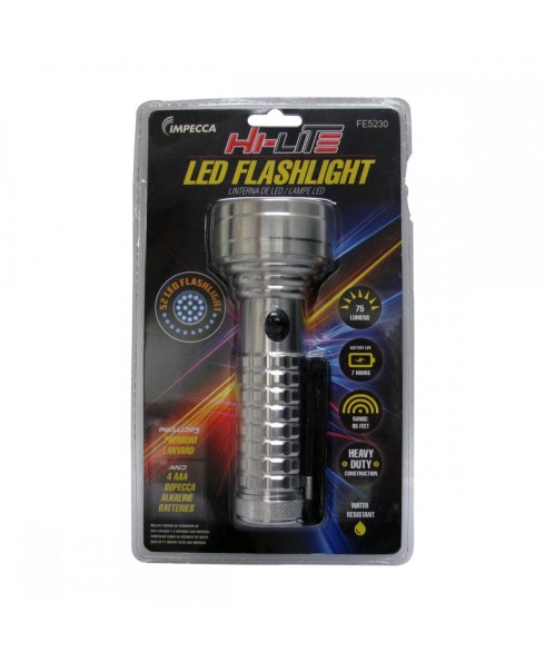 IMPECCA Hi-Lite 52 LED Flashlight, Silver