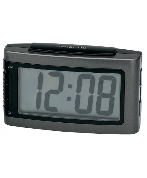 IMPECCA Battery Alarm Clock with Snooze - Grey