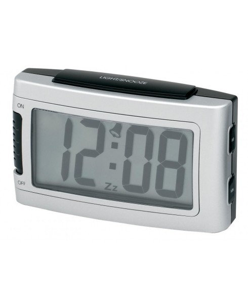 IMPECCA Battery Alarm Clock with Snooze - Silver