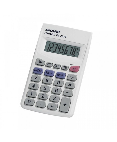 Sharp EL-233SB Compact Handheld Calculator with Large 8-Digit Display