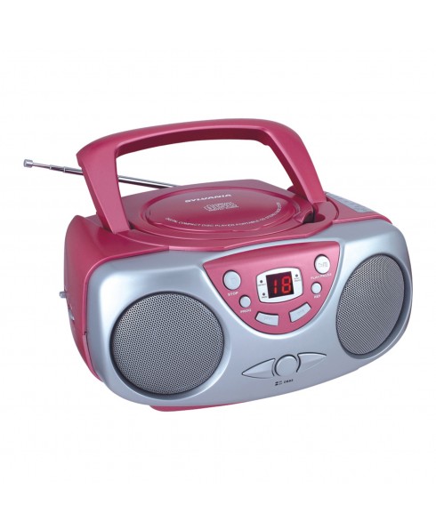 SYLVANIA AM/FM CD BOOMBOX AUX-IN, PINK  