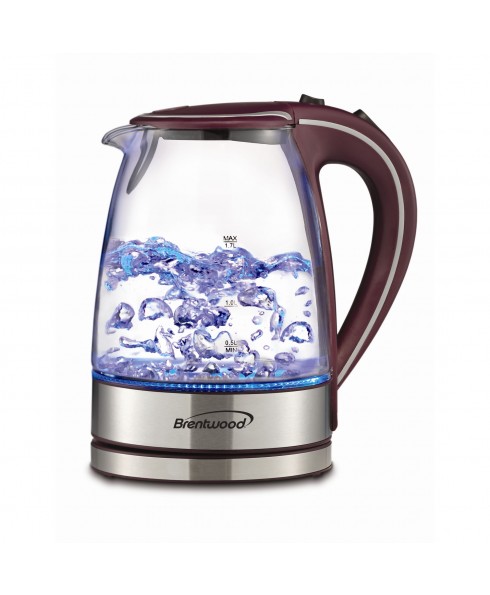 BRENTWOOD 1.7L TEMPERED GLASS KETTLE PRP