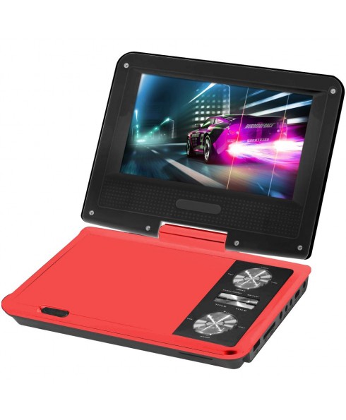 IMPECCA 7 Inch Swivel Portable DVD Player, Red