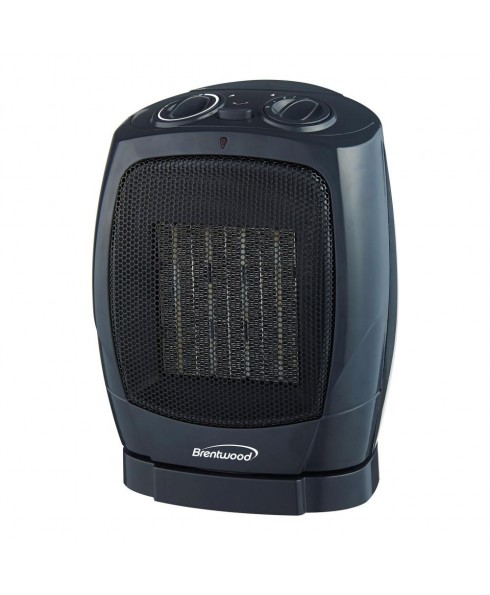 Brentwood Ceramic Oscillating Heater/Fan, Black