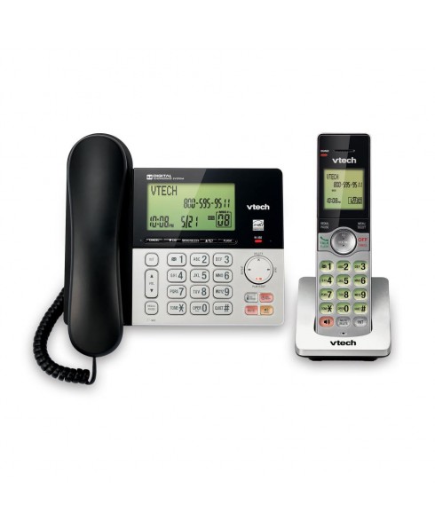 Vtech DECT 6.0 Expandable Corded/Cordless Phone with Answering System and Caller ID, Silver/Black