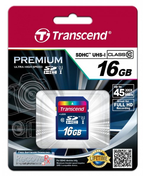 Transcend SDHC UHS-I Premium 16GB Class 10 Memory Card