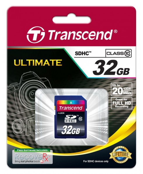 Transcend SDHC Card 32GB <em>Class 10</em> 133x Great for FullHD Recording