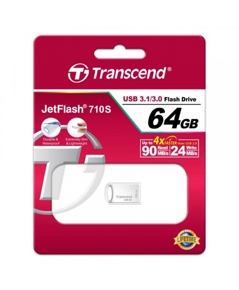 Transcend 64GB JetFlash 710 FlashDrive, Silver